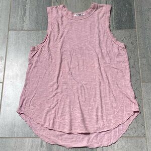 T2Love Clothing 100% Cotton Sleeveless Hi-Low Raw Hem Tank Top Pink Size Small